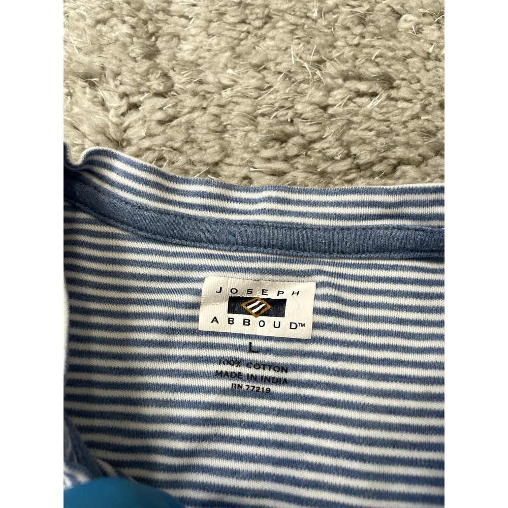 Joseph Abboud Shirt Mens 2XL Blue Striped Short Sleeve Henley Cotton Casual - Picture 6 of 9